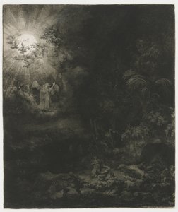 O anjo aparecendo aos pastores de Rembrandt van Rijn