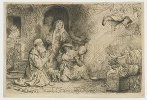 O anjo partindo da família de Tobias de Rembrandt van Rijn