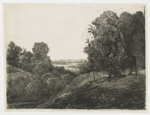 A fuga para o Egito: gravura adaptada de Seghers de Rembrandt van Rijn