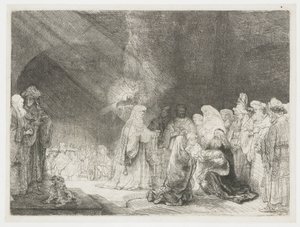 A apresentação no templo: impressão oblonga de Rembrandt van Rijn