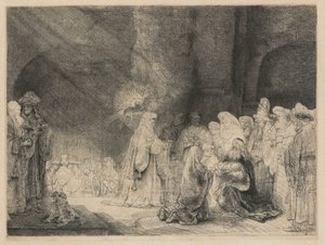 A apresentação no templo: impressão oblonga de Rembrandt van Rijn
