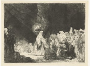 A apresentação no templo: impressão oblonga de Rembrandt van Rijn