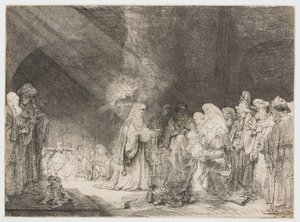 A apresentação no templo: impressão oblonga de Rembrandt van Rijn