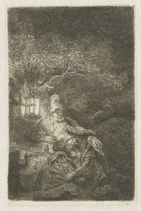 O resto da fuga para o Egito: uma peça noturna de Rembrandt van Rijn