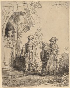 Três figuras orientais (Jacó e Labão?) de Rembrandt van Rijn