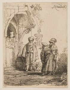 Três figuras orientais (Jacó e Labão?) de Rembrandt van Rijn