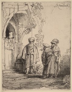 Três figuras orientais (Jacó e Labão) de Rembrandt van Rijn