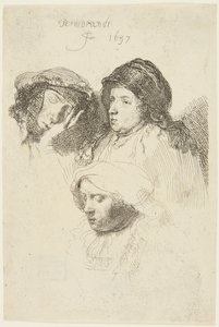 Três cabeças de mulheres de Rembrandt van Rijn