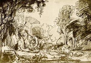 Tobias destruiu o peixe de Rembrandt van Rijn