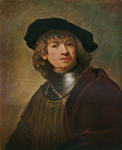 Tronie de um jovem em um gorget e boné, c1639 de Rembrandt van Rijn