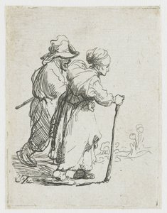 Dois vagabundos, um homem e uma mulher de Rembrandt van Rijn