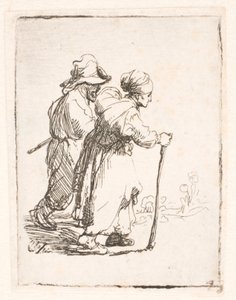 Dois vagabundos, um homem e uma mulher de Rembrandt van Rijn