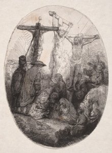 A crucificação entre dois malfeitores (placa oval) de Rembrandt van Rijn