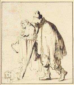Vagrant casal com um cachorro de Rembrandt van Rijn