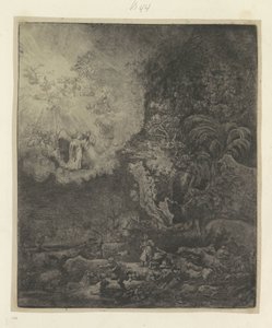 Verkondiging aan de herders
Colecção de oitenta e cinco estampas originais (título da série) de Rembrandt van Rijn