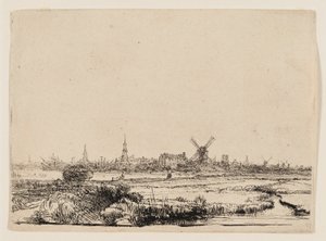 Vista de Amsterdã do Kadijk de Rembrandt van Rijn