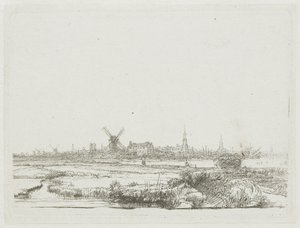 Vista de Amesterdão a partir do Kadijk de Rembrandt van Rijn