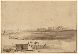 Vista de Houtewael perto do Sint Anthoniespoort [reto] de Rembrandt van Rijn