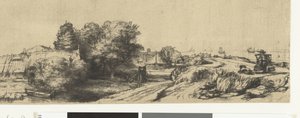 Vista do Diemerdijk com um leiteiro e chalés de Rembrandt van Rijn