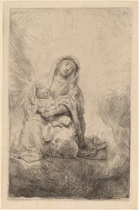 Virgem e Menino nas Nuvens de Rembrandt van Rijn