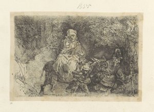 Voo para o Egipto: atravessar um ribeiro
Recueil de quatre-vingt-cinq estampes originales (título da série) de Rembrandt van Rijn