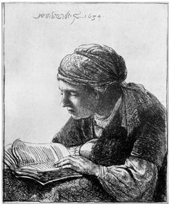 Woman Reading, 1634, 1912. de Rembrandt van Rijn