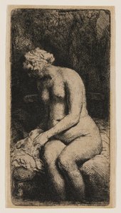 Mulher com os pés num ribeiro de Rembrandt van Rijn