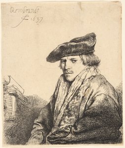 Jovem em um boné de veludo (Ferdinand Bol?) de Rembrandt van Rijn