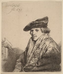 Jovem com um gorro de veludo (Petrus Sylvius) de Rembrandt van Rijn
