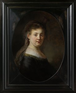 Jovem mulher em fantasia de fantasia, 1633 de Rembrandt van Rijn