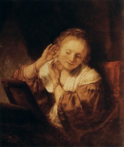 Jovem mulher com brincos, 1657 de Rembrandt van Rijn