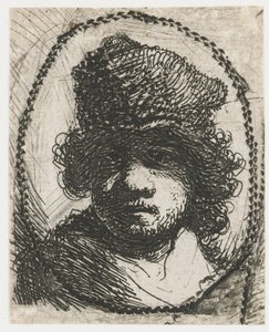 Auto-retrato com gorro de peles de Rembrandt van Rijn