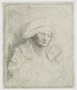 Mulher doente com um lenço branco na cabeça (Saskia) de Rembrandt van Rijn