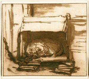Cão de guarda adormecido de Rembrandt van Rijn