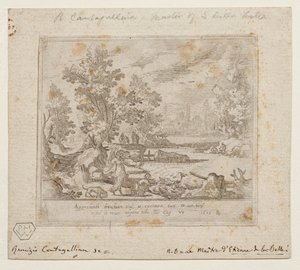 Paisagem com Tobias e o Anjo, c.1609 (água-forte) de Remigio Cantagallina