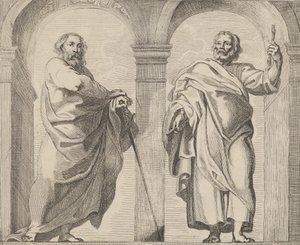 Santos Pedro e Paulo em um vestíbulo, ca. 1630-80., c. 1630-80.