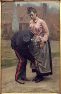 Procura aduaneira. Pintura por Remy Cogghe (1854-1935), Oil On Canvas