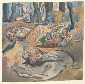 Soldados escoceses mortos no campo de batalha perto de Ypres de René Beeh