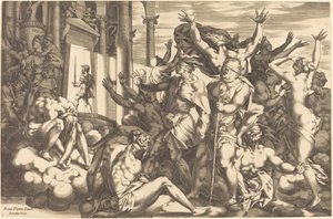 A conquista da ignorância de René Boyvin after Rosso Fiorentino