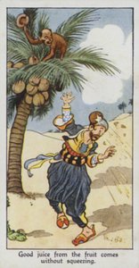 Provérbio Oriental: Bom sumo da fruta vem sem espremer (cor litho) de René Bull