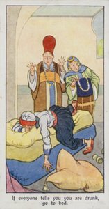 Provérbio oriental: Se todos lhe disserem que está bêbado, vá para a cama (cor litho) de René Bull