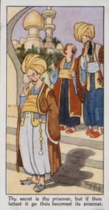 Provérbio Oriental: O teu segredo é o teu prisioneiro, mas se o deixares ir, tornas-te seu prisioneiro (cor litho). de René Bull
