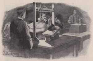Encontrar uma bala com o aparelho de raios X no Hospital Militar de Pietermaritzburg, Natal, África do Sul, Guerra da Boer de René Bull