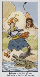 A paciência é a chave da alegria; mas a pressa é a chave da tristeza (cor litho) de René Bull