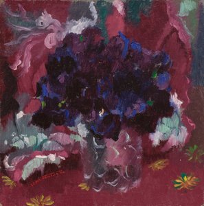 Pansies azuis num copo