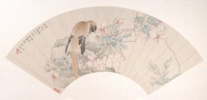 Bird on a Rock by a Flowering Branch, datado de 1879. de Ren Xun