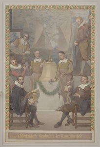 Pintura no Salão da Frente por Georg Sturm of Arts and Crafts (incluindo a fabricação de relógios) com a inscrição: praticantes holandeses das artes e ofícios do século XVI Século XVII de René den Engelsman