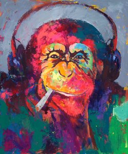 Auscultadores com cabeça de macaco coloridos de Renate Holzner