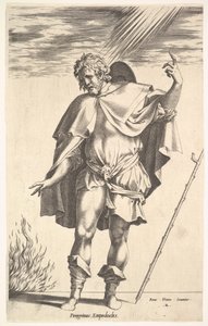 Empédocles, de pé frontalmente, com a cabeça virada para três quartos, dirige ..., ca. 1545-63.