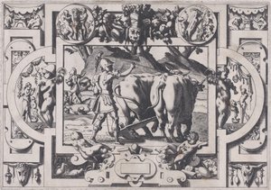 Jason semeia os dentes do dragão Jason os doma e os algema e ara seu f..., 1563.
